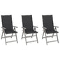 Garden Chair Set of 3 Grey wash Solid Acacia wood Standard