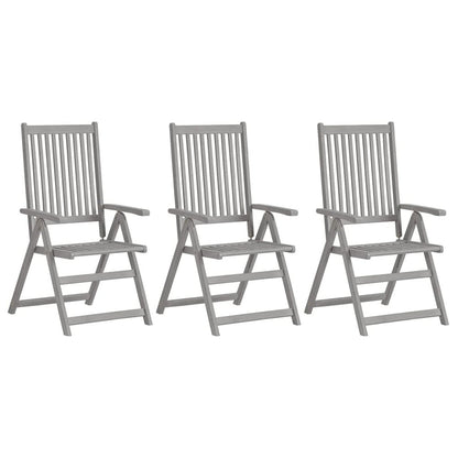 Garden Chair Set of 3 Grey with cream cushions