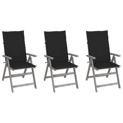 Garden Chair Set of 3 Grey Solid acacia wood Standard
