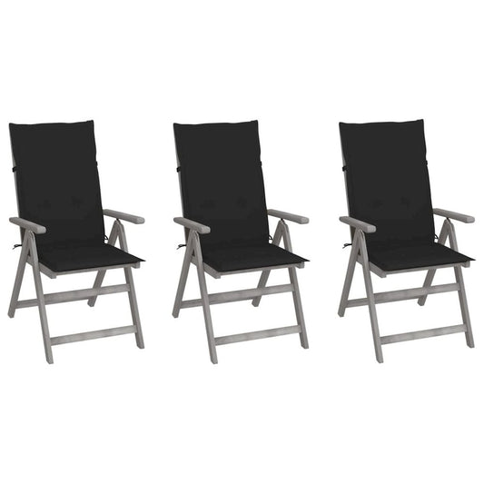 Garden Chair Set of 3 Grey Solid acacia wood Standard