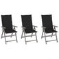 Garden Chair Set of 3 Grey Solid acacia wood Standard