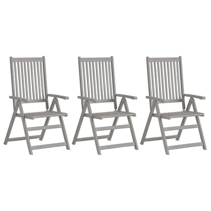 Garden Chair Set of 3 Grey Solid acacia wood Standard
