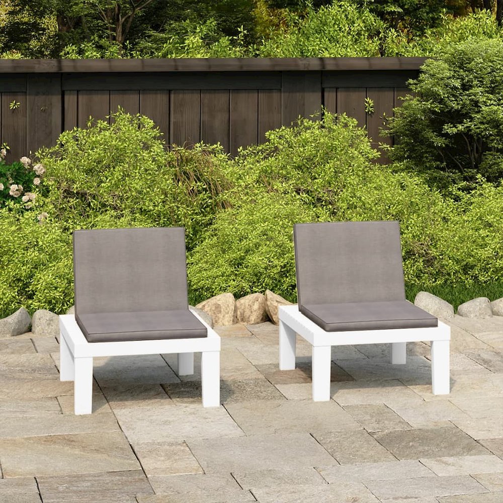 Lounge Chair Set of 2 White, Anthracite