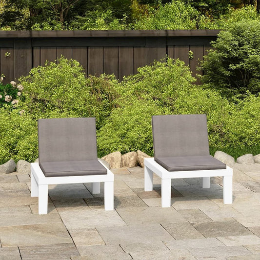 Lounge Chair Set of 2 White, Anthracite