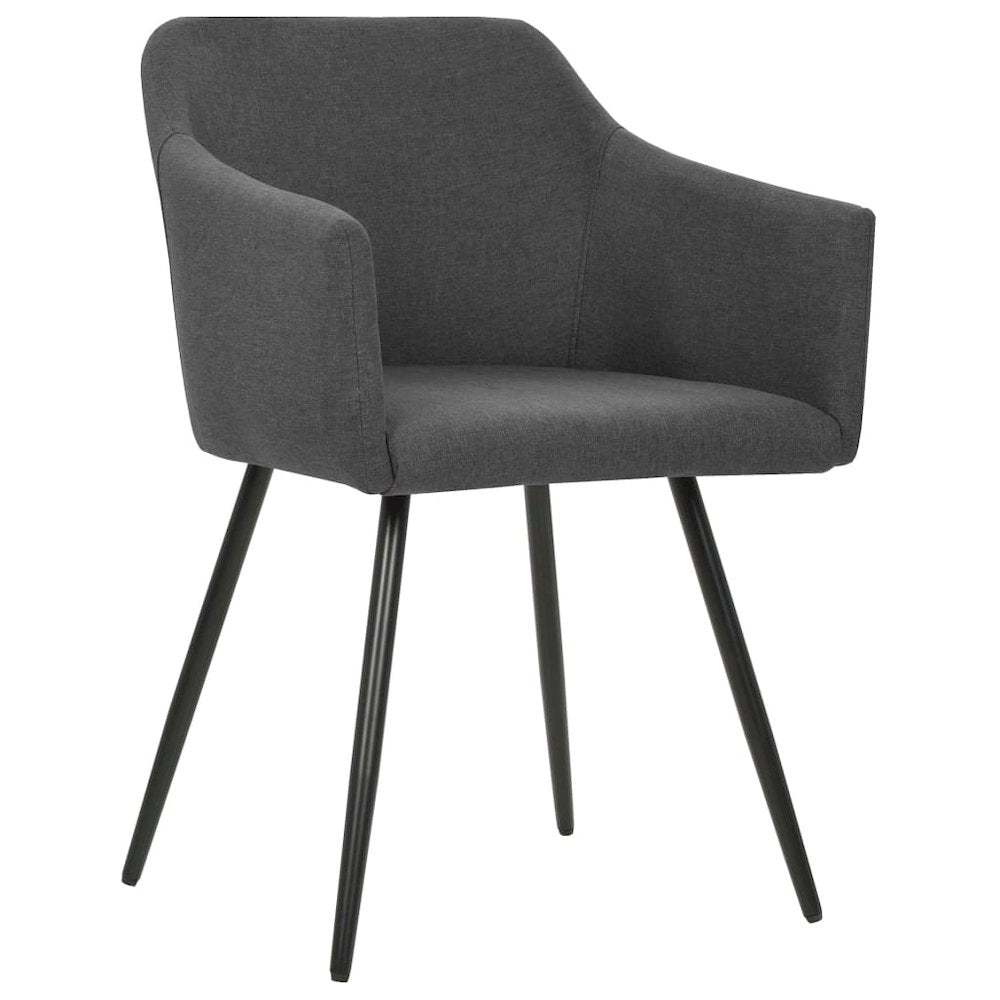 Dining Chair Set of 4 Dark Grey Fabric (100% polyester), Metal