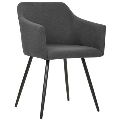 Dining Chair Set of 4 Dark Grey Fabric (100% polyester), Metal