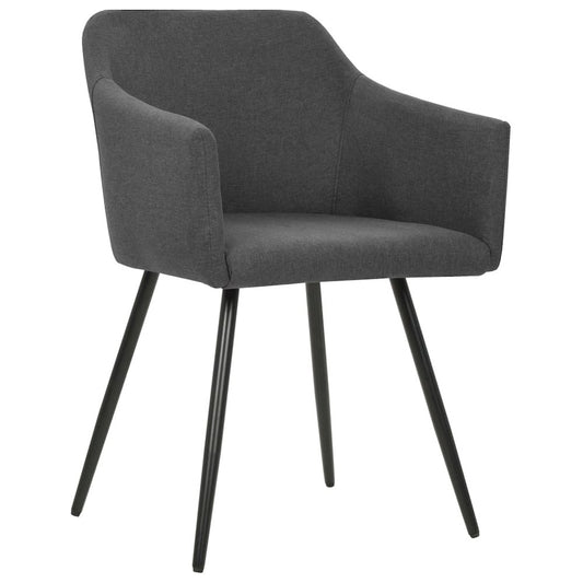 Dining Chair Set of 4 Dark Grey Fabric (100% polyester), Metal