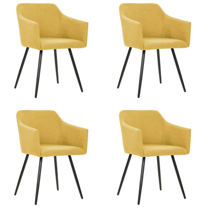 Dining Chair Set of 4 Yellow Fabric (100% polyester), Metal
