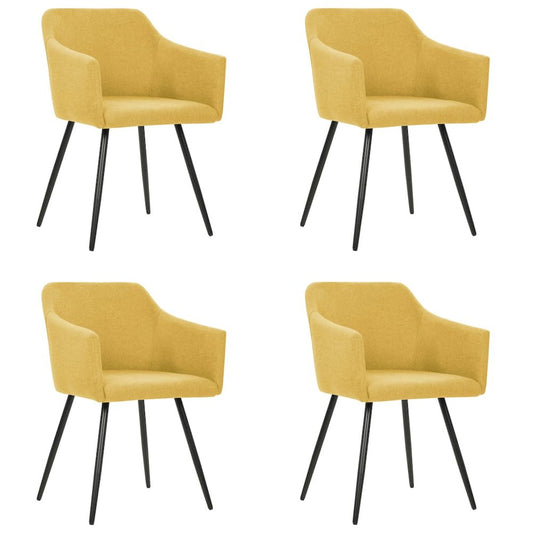 Dining Chair Set of 4 Yellow Fabric (100% polyester), Metal