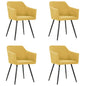 Dining Chair Set of 4 Yellow Fabric (100% polyester), Metal