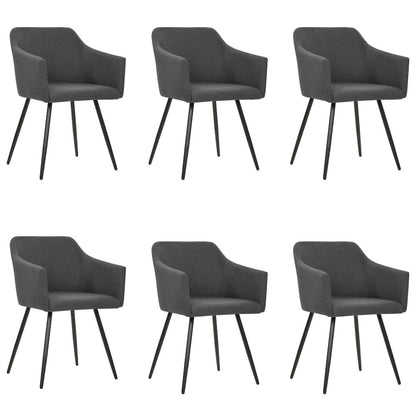 Dining Chairs 6 pcs Dark Gray Fabric