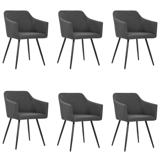 Dining Chairs 6 pcs Dark Gray Fabric