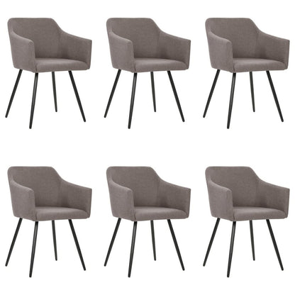Dining Chair Set of 6 Taupe Polyester fabric, Metal Standard