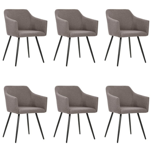Dining Chair Set of 6 Taupe Polyester fabric, Metal Standard