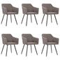 Dining Chair Set of 6 Taupe Polyester fabric, Metal Standard
