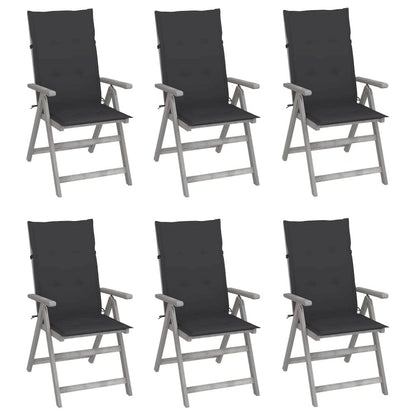 vidaXL Patio Reclining Chairs 6 pcs with Cushions Solid Acacia Wood, 3065317