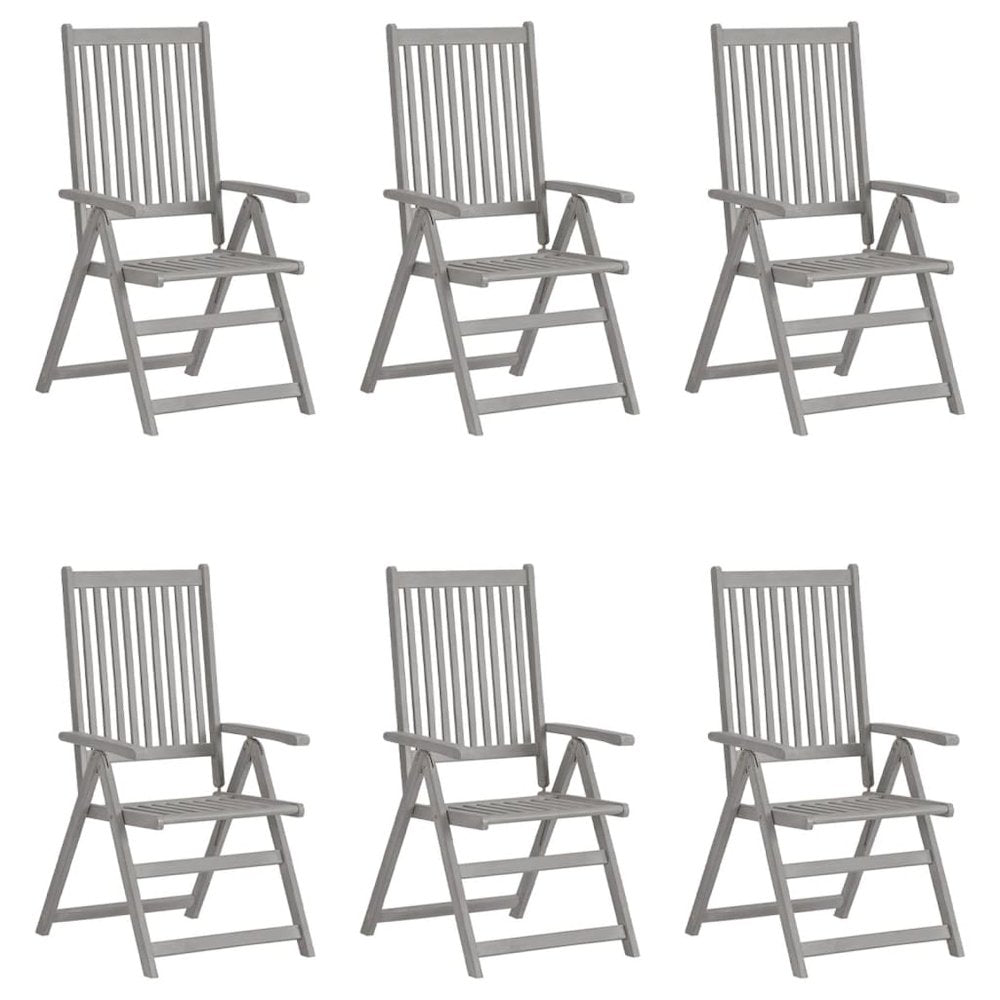vidaXL Patio Reclining Chairs 6 pcs with Cushions Solid Acacia Wood, 3065317