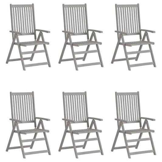 vidaXL Patio Reclining Chairs 6 pcs with Cushions Solid Acacia Wood, 3065317