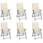Garden Chair Set of 6 Grey Solid Acacia wood Standard size