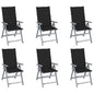Garden Chair Set of 6 Grey Solid acacia wood Medium Foldable