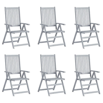 Garden Chair Set of 6 Grey Solid acacia wood Medium Foldable
