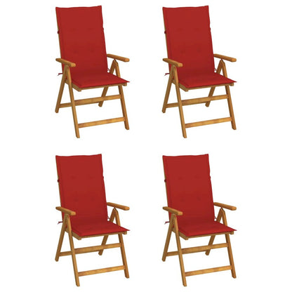 Garden Chair Set of 4 Natural Wood Solid Acacia Wood Medium