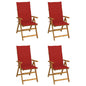Garden Chair Set of 4 Natural Wood Solid Acacia Wood Medium