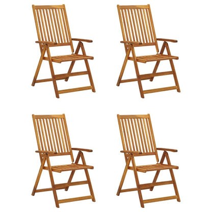 Garden Chair Set of 4 Natural Wood Solid Acacia Wood Medium