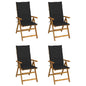 Garden Chair Set of 4 Natural wood with black cushion