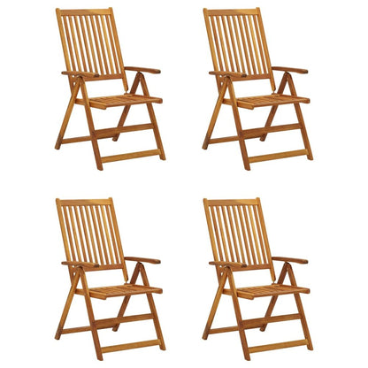 Garden Chair Set of 4 Natural wood with black cushion