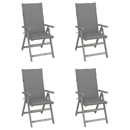 Garden Chair Set of 4 Grey Solid acacia wood, polyester Medium