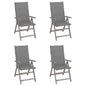 Garden Chair Set of 4 Grey Solid acacia wood, polyester Medium