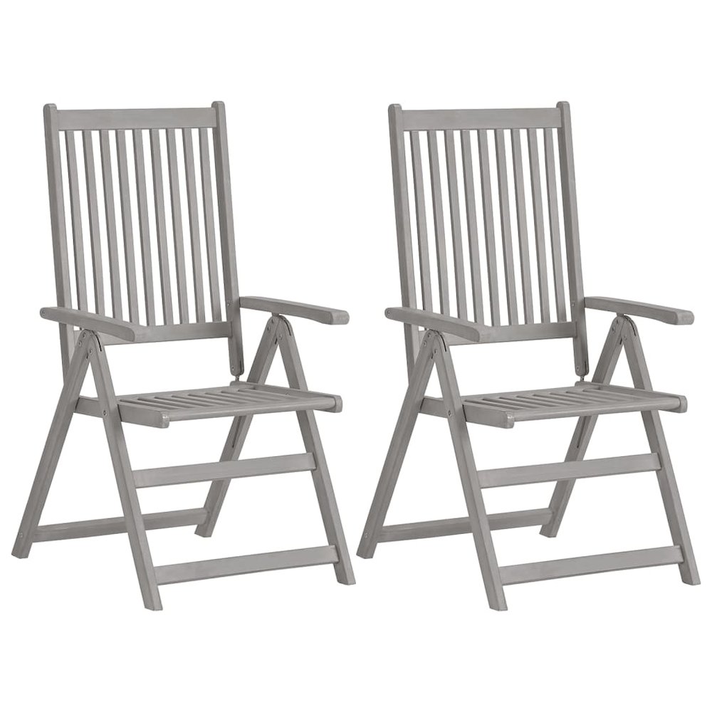 Garden Chair Set of 4 Grey Solid acacia wood, polyester Medium