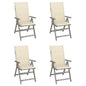 Garden Chair Set of 4 Grey, Cream Solid Acacia wood, Polyester