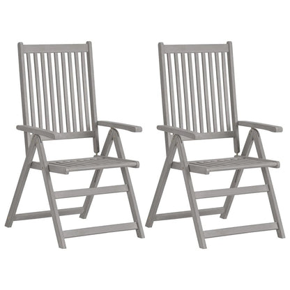 Garden Chair Set of 4 Grey, Cream Solid Acacia wood, Polyester