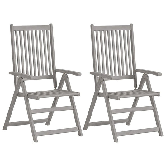 Garden Chair Set of 4 Grey, Cream Solid Acacia wood, Polyester
