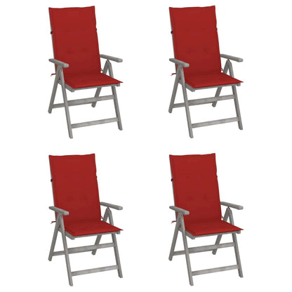 Garden Chair Set of 4 Grey Solid acacia wood Medium