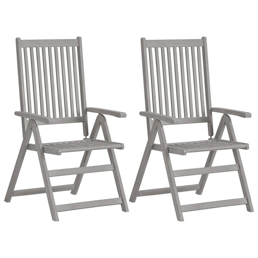 Garden Chair Set of 4 Grey Solid acacia wood Medium