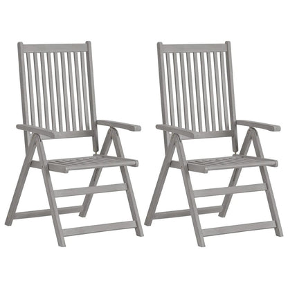 Garden Chair Set of 4 Grey Solid acacia wood Medium