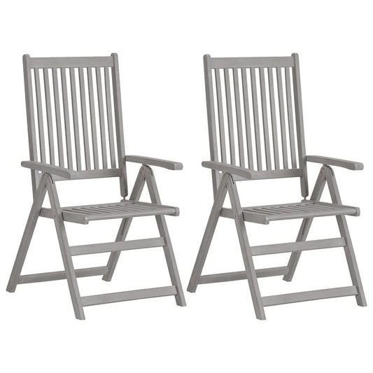 Garden Chair Set of 4 Grey Solid acacia wood Medium