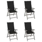 Garden Chair Set of 4 Grey Chair, Black Cushion