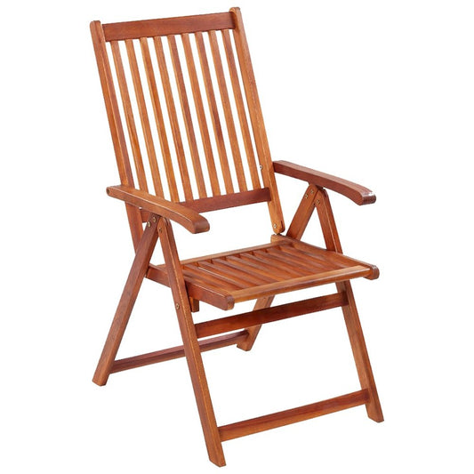 Garden Chair Set of 4 Natural Brown Solid acacia wood Medium