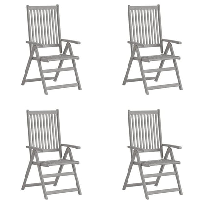 Garden Chair Set of 4 Grey Solid Acacia Wood Standard Foldable