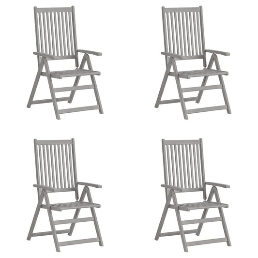 Garden Chair Set of 4 Grey Solid Acacia Wood Standard Foldable