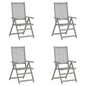 Garden Chair Set of 4 Grey Solid Acacia Wood Standard Foldable