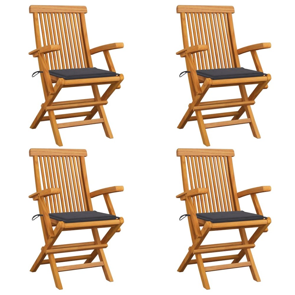Garden Chair Set of 4 Teak Natural Fine sanded teak hardwood