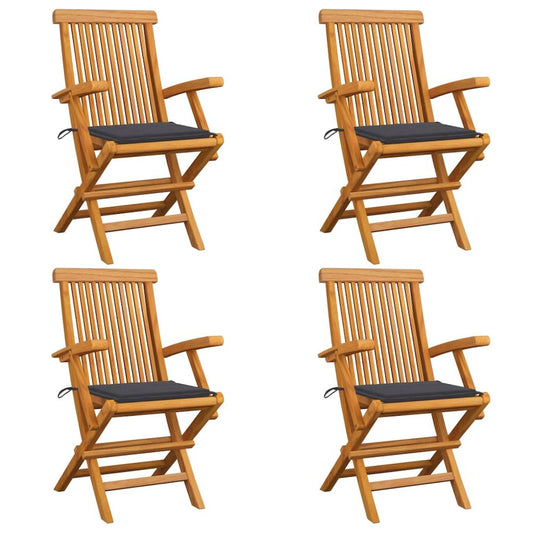Garden Chair Set of 4 Teak Natural Fine sanded teak hardwood