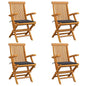 Garden Chair Set of 4 Teak Natural Fine sanded teak hardwood