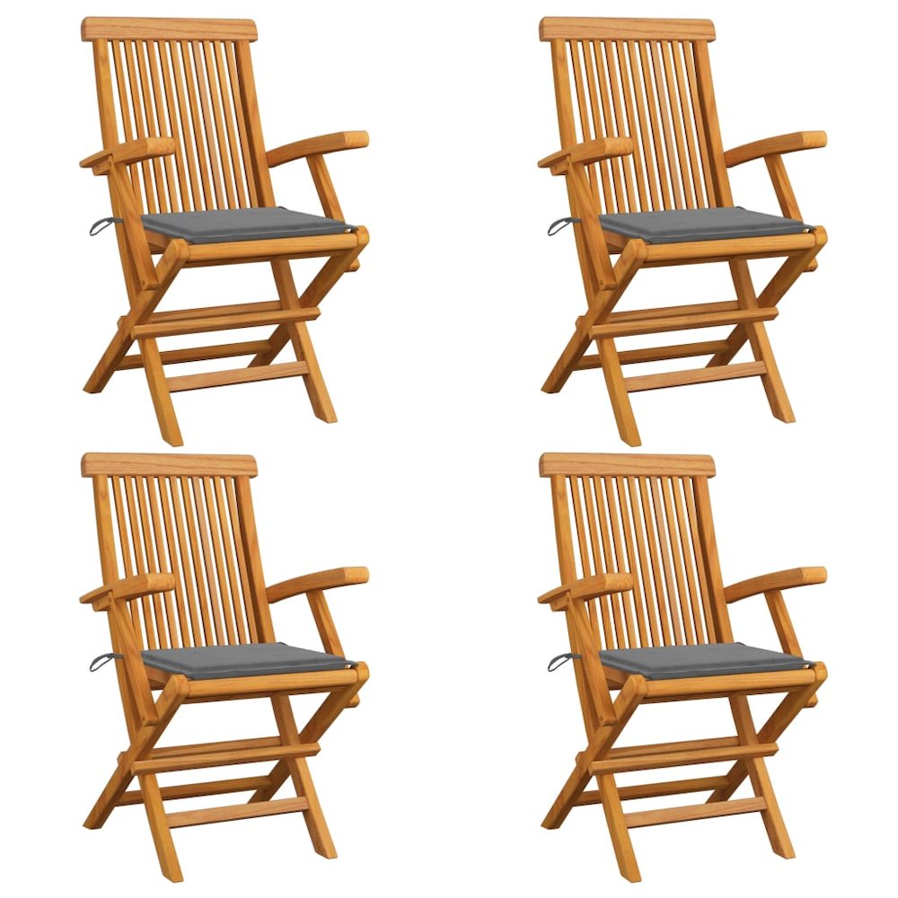 Garden Chair Set of 4 Natural wood Solid Teak wood Standard