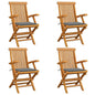 Garden Chair Set of 4 Natural wood Solid Teak wood Standard